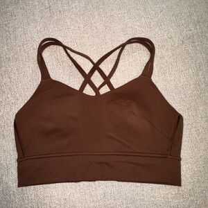 CRZ YOGA Strappy Cross Back Sports Bra Brown Size small (see measurements)
